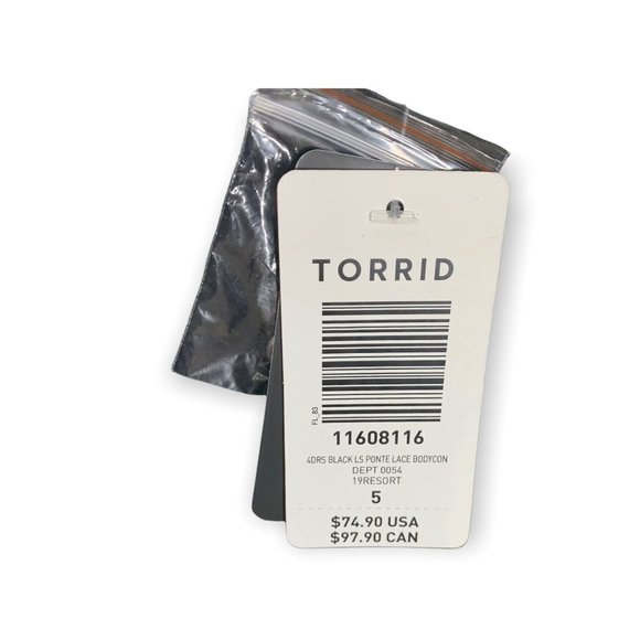NWT Torrid Lace Bodycon Ponte Sweetheart Long Sleeve Dress Size 5 - Picture 6 of 11